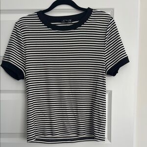 J. Crew Black and ivory Short Sleeve Tee - ribbed